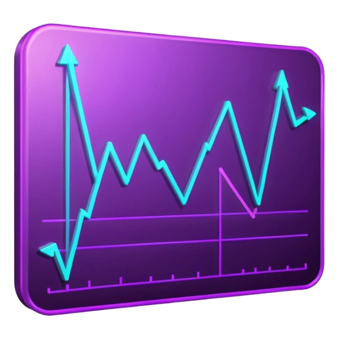A glowing purple hologram of a line chart sticker