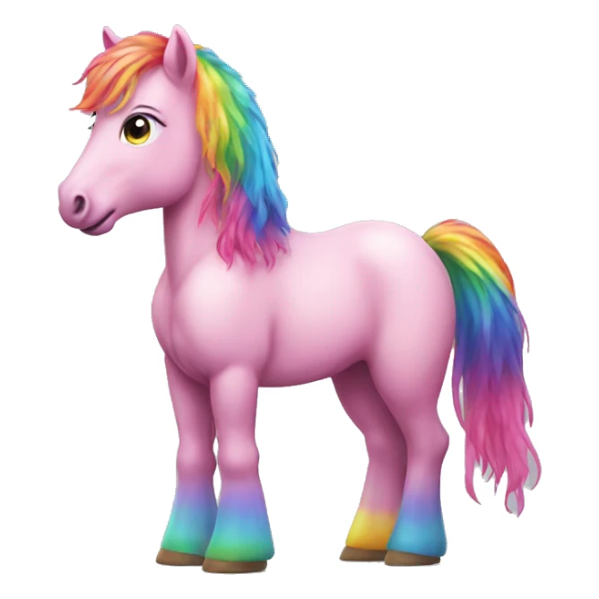 Realistic pink pony with rainbow hair full height sticker