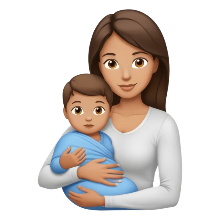 Exhausted Light brunette fit mom with baby boy sticker