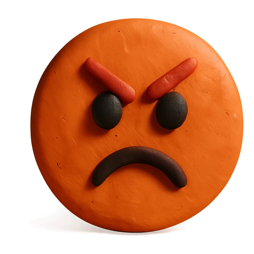 claymation style angry emoji face sticker