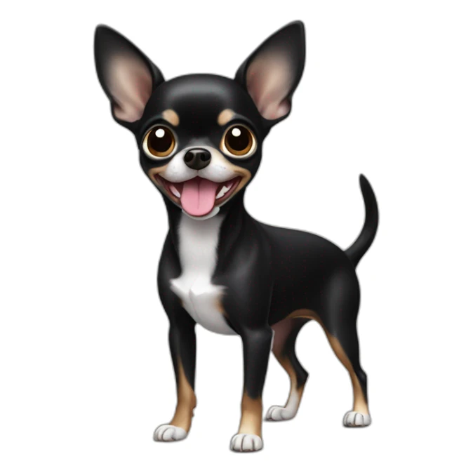 black chihuahua with white breast shows tongue sticker