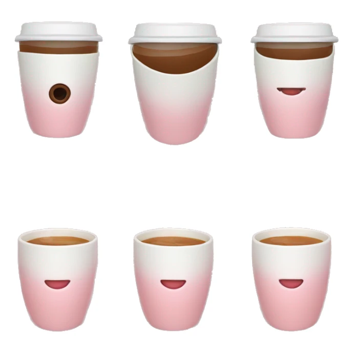 A coffee mug with coffee inside the cup is pink melon or salmon sticker