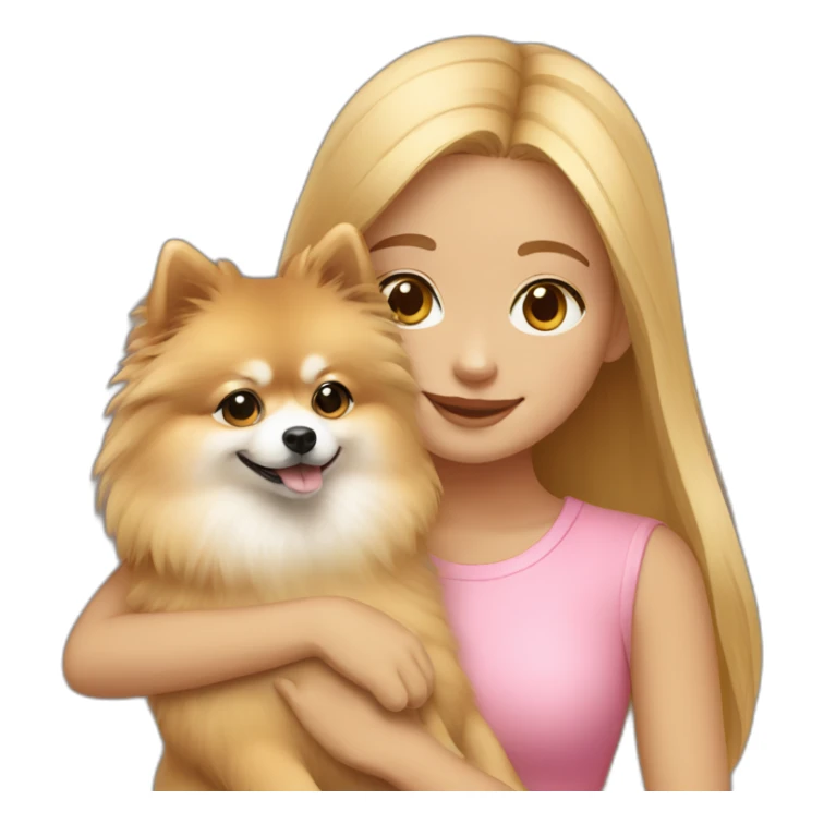 light-skinned-girl-petting-pomeranian sticker