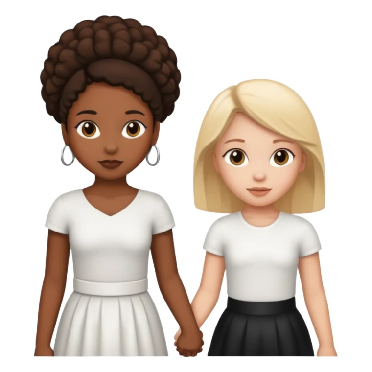 Black girl and white girl holding hands sticker