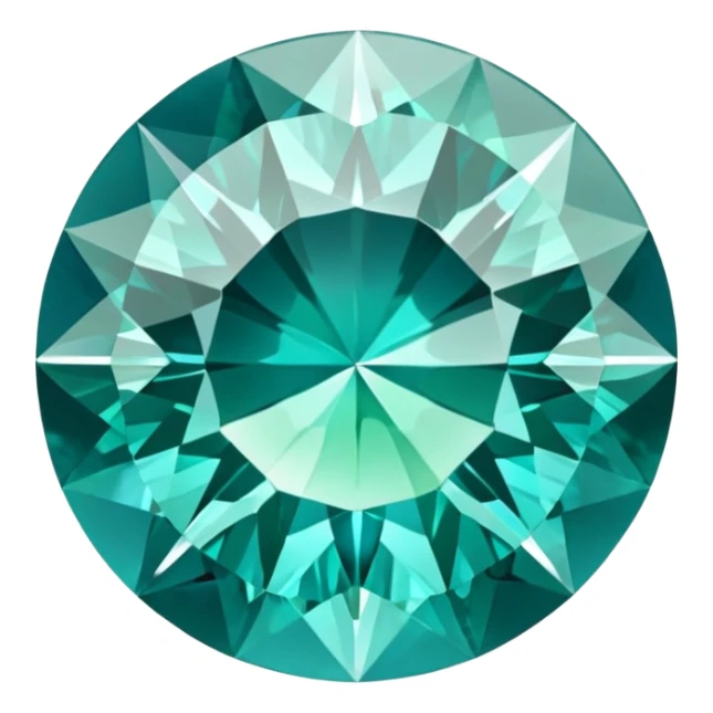 Round cut grandidierite gemstone with blue-green color and brilliant facets sticker