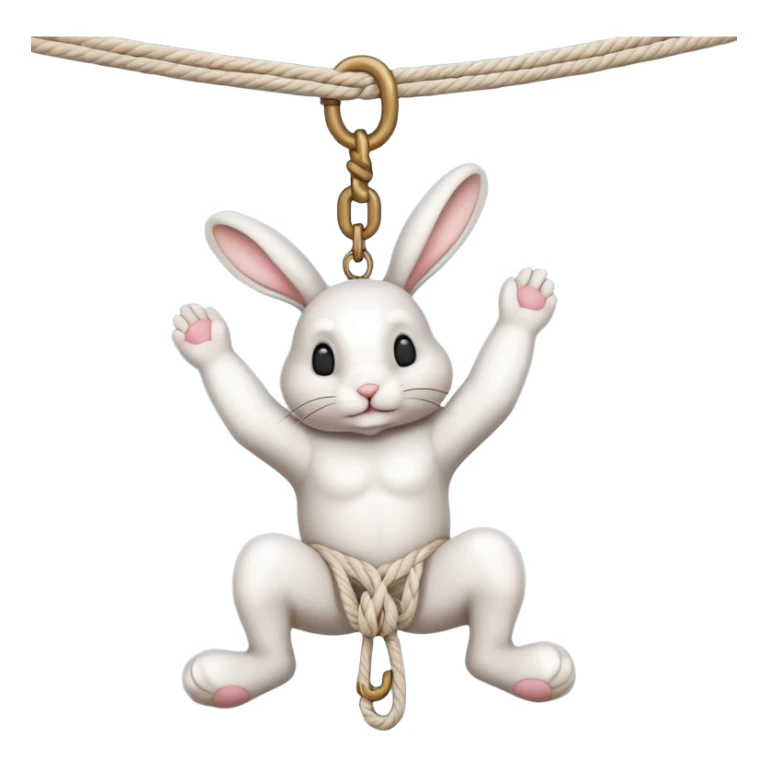A realistic rabbit hanging tightly from a hangman’s noose  sticker