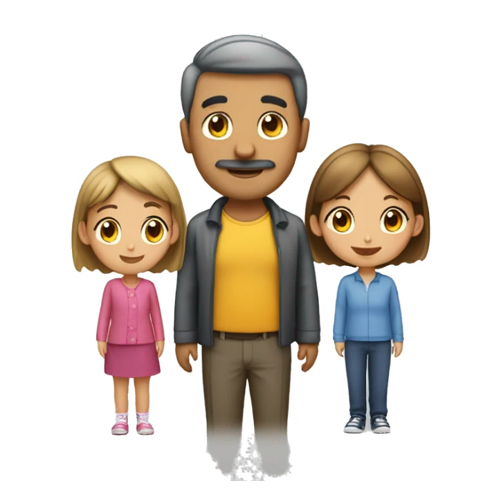 Familia 2 niñas 1 padre y 1 madre sticker