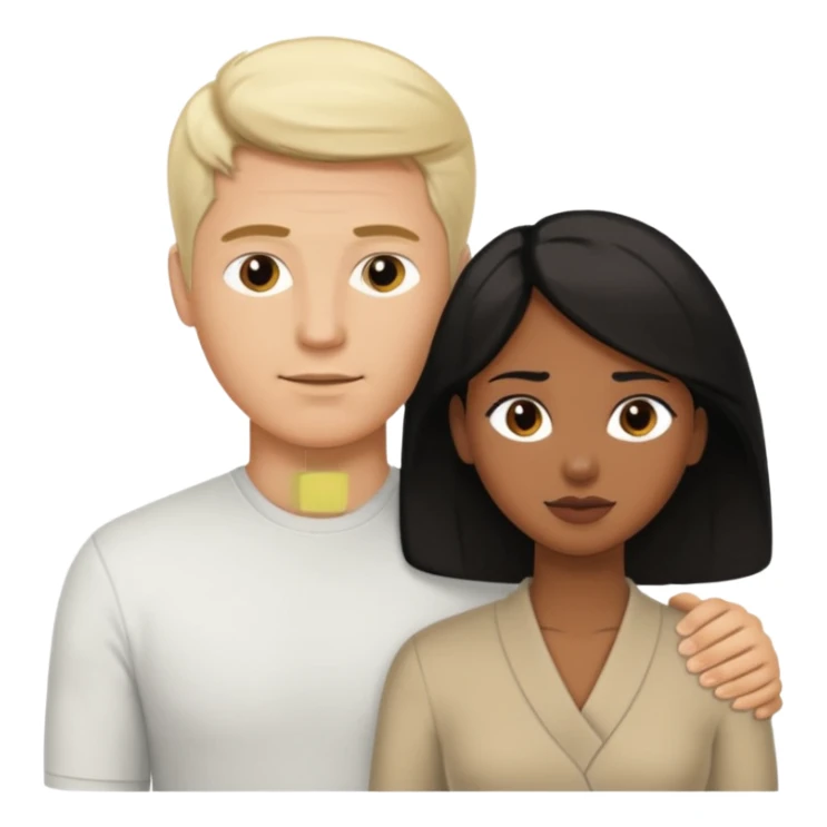 White blond man massages black haired brown woman from front view sticker
