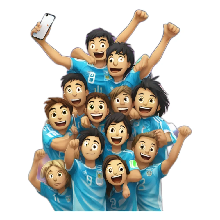 argentinian selection won the qatar 2022 soccer mundial championship, argentinians gather in the Buenos Aires obelisk to celebrate anime style sticker