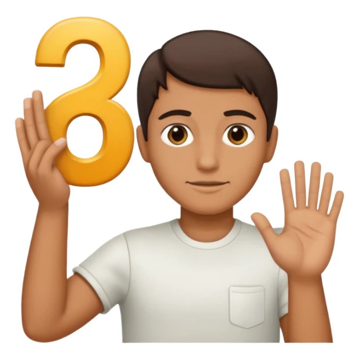 🤷🏻‍♂️ number 6 in left hand and number 7 in the right hand sticker