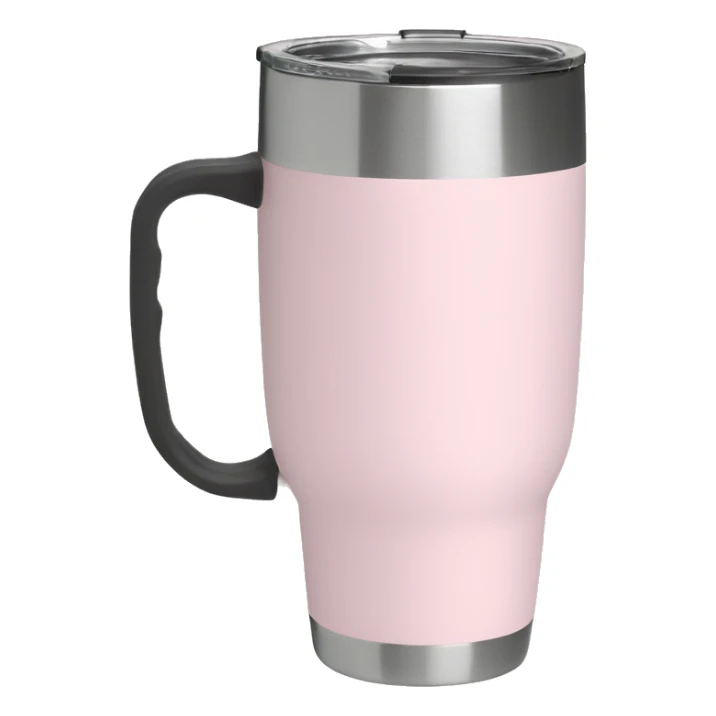 Light pink 40oz Stanley tumbler with handle sticker