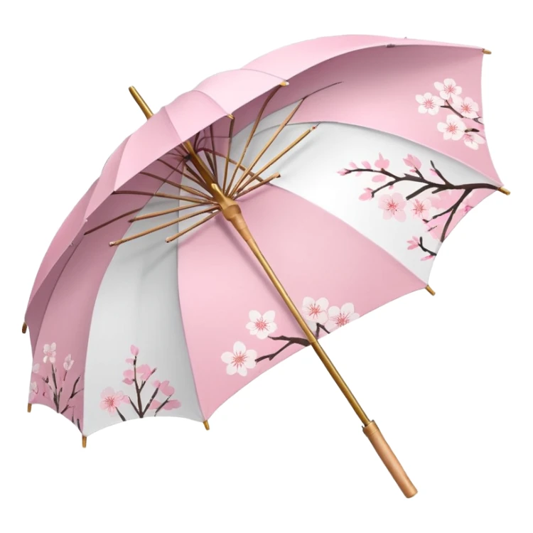 A beautiful pretty cute pastel pink and white umbrella-parasol with sakura patterns  sticker