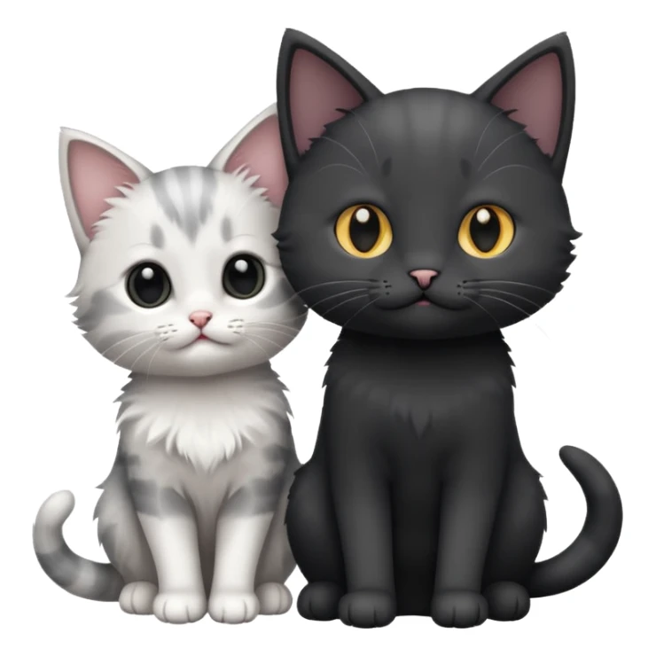 White and grey kitten and black cat sticker
