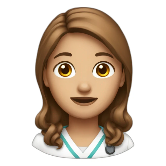 Nurse brown long hair sticker