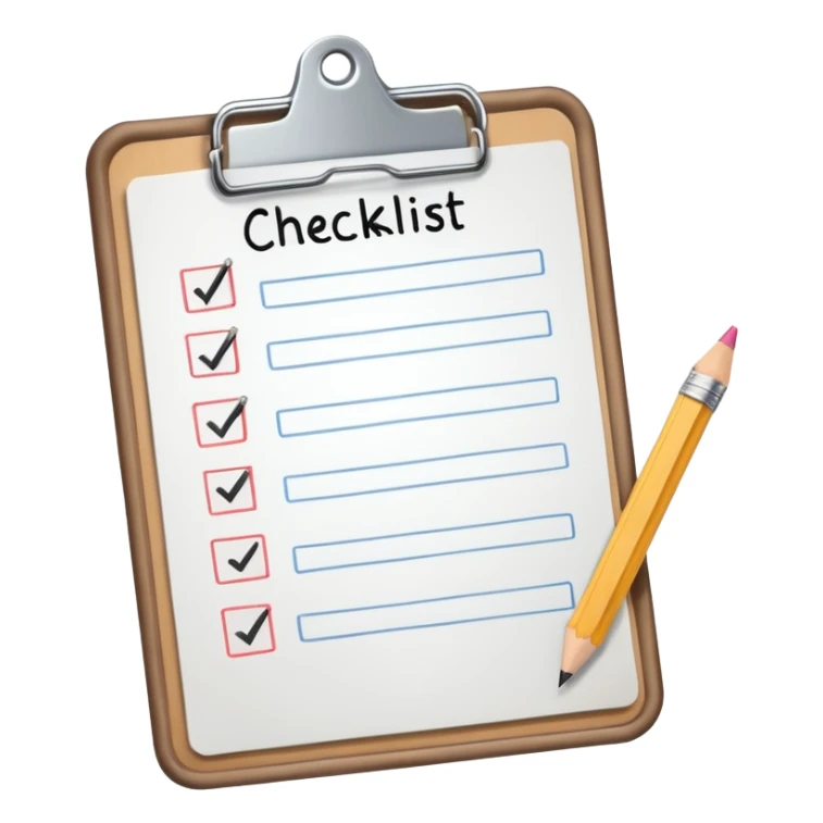 checklist on a clipboard with a pencil sticker