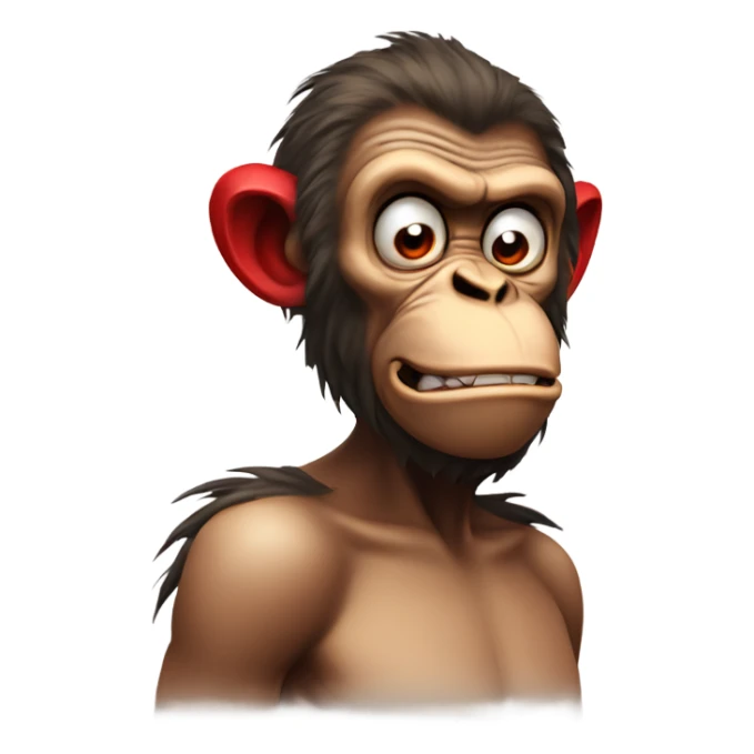 Really mad monkey, red and ears and nose have smoke sticker
