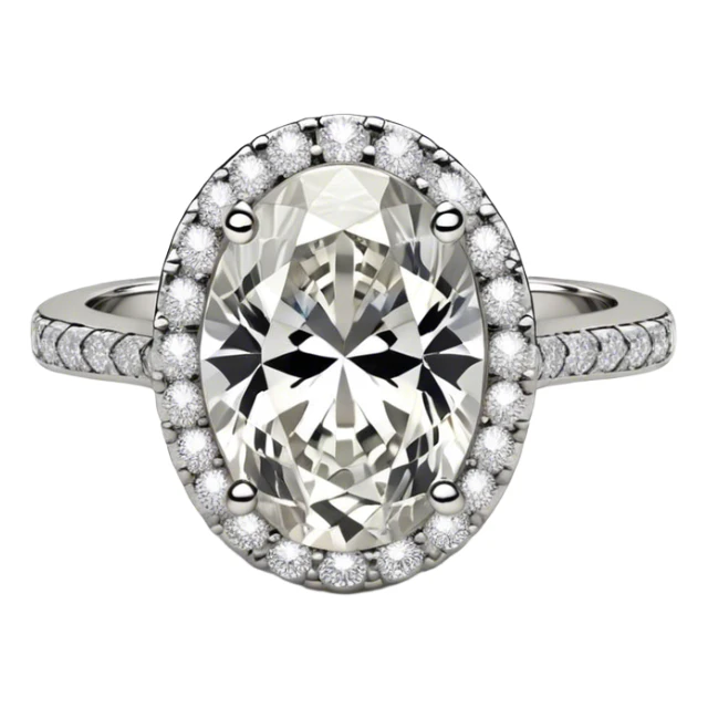 3 carat oval halo engagement ring, platinum sticker