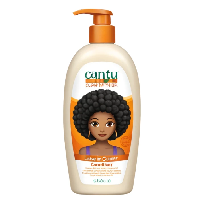 Bottle of Cantu  leave-in Conditioner. The label on the bottle should have a picture of a black woman with afro.  sticker