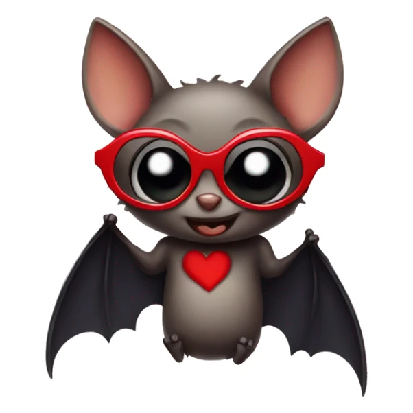 bat wearing heart shaped glasses sticker