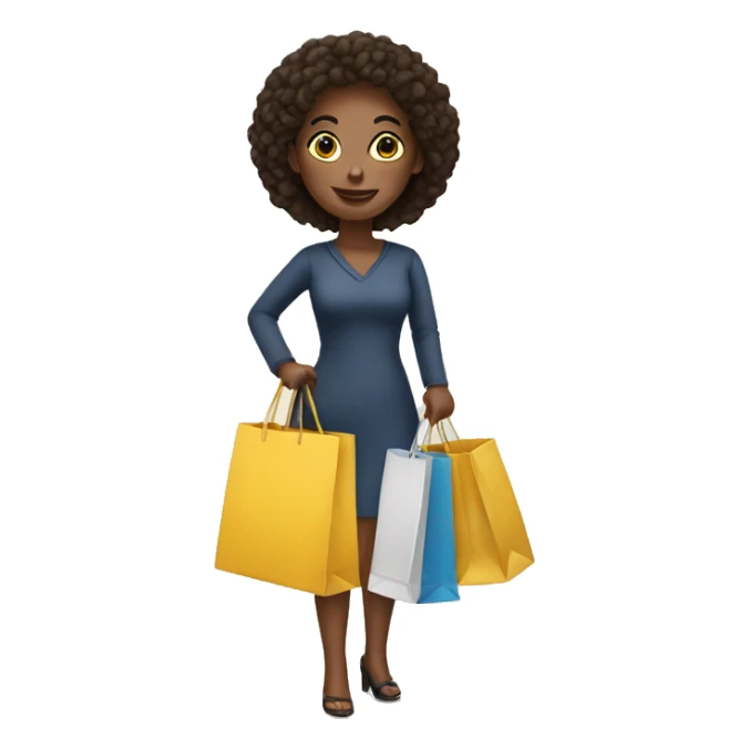 a woman with a shopping bag sticker