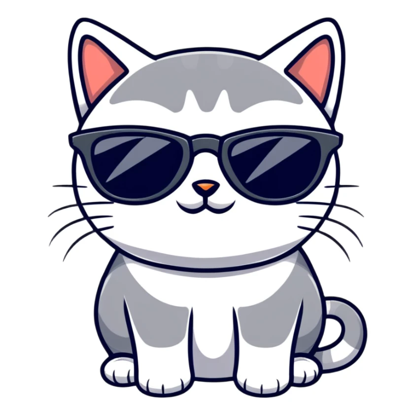 Cat with sunglasses sticker
