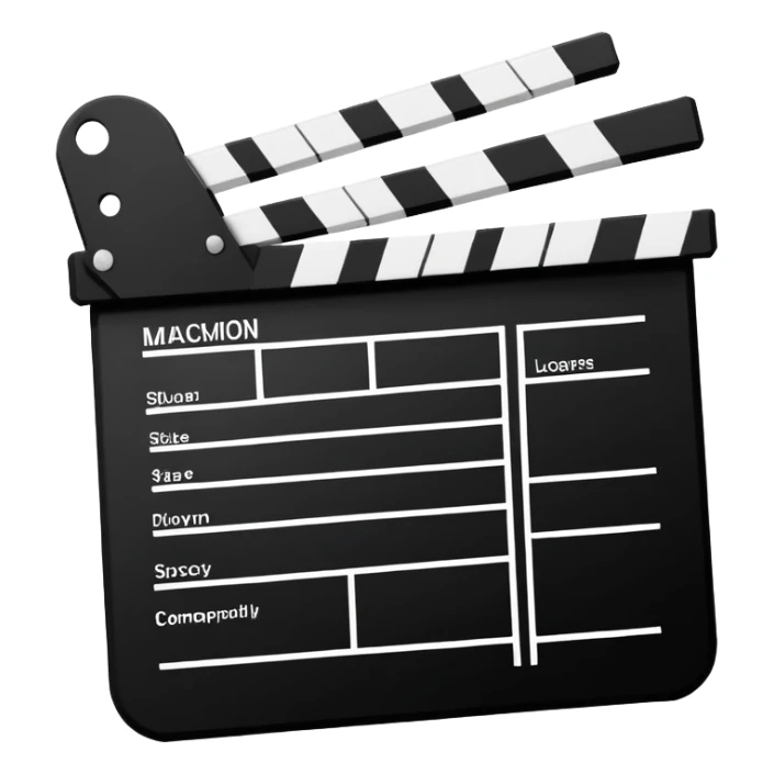 Simple movie slate, black and white rectangles with angled line, abstract geometric design sticker