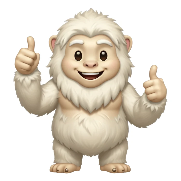 yeti, full body, full fur, thumbs up, smiling, winking sticker