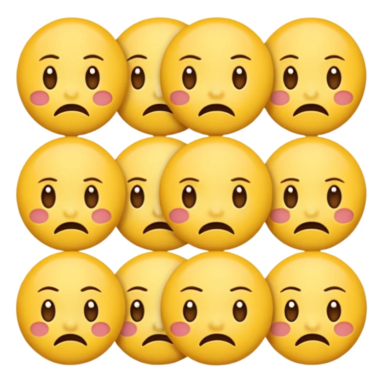 Create emoticons for me with a face in different emotions, these are supposed to be those yellow round faces that are on the keyboard sticker