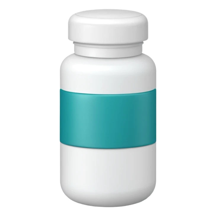 white and teal pill bottle with teal label sticker