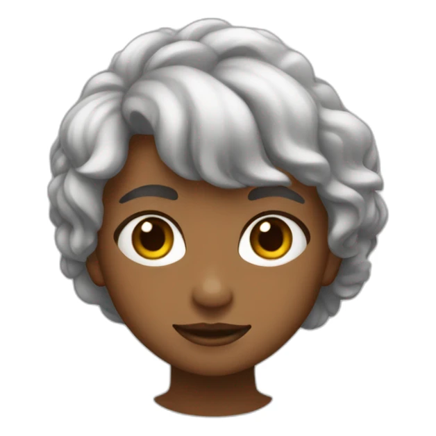 una adolescente con pelo rizado y marron medio oscuro con ojos achinados marrones y poco morena sticker