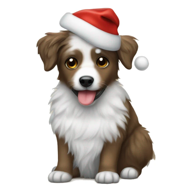 Aussiedoddle wearing a Santa hat sticker