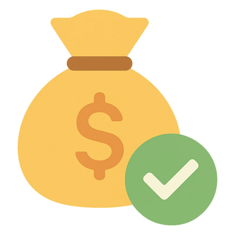 money bag with a green check mark in front of it sticker