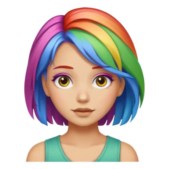 Girl with rainbow hair sticker