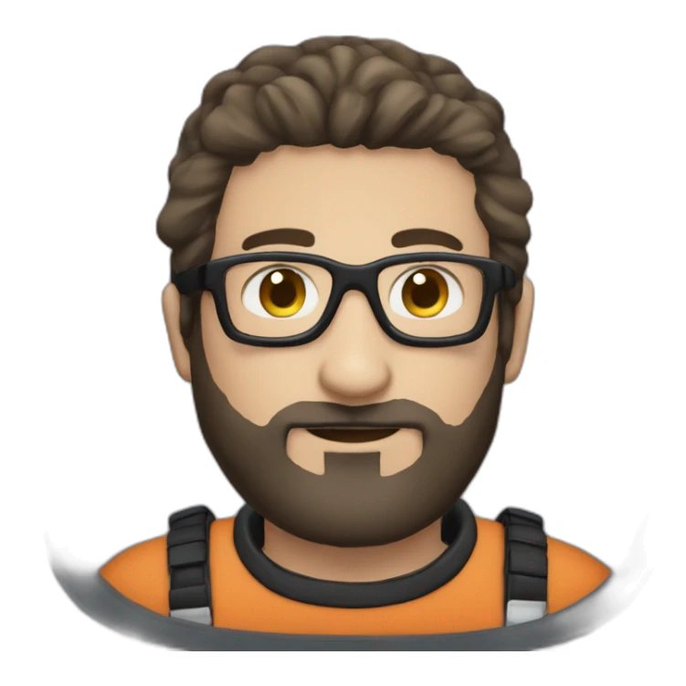 caucasian man astronaut black beard, man-bun and glasses sticker