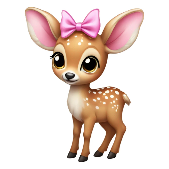 baby deer with fairy wings and a pink bow around its neck  sticker