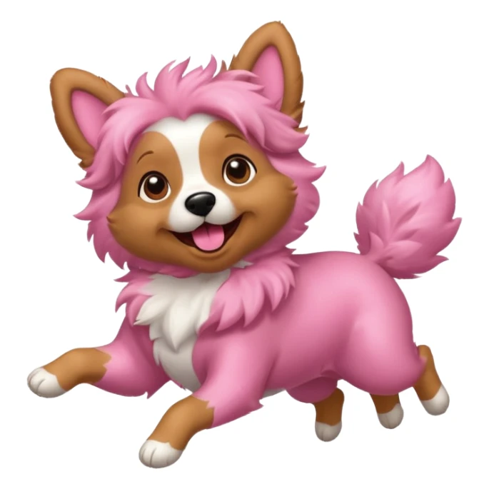 pink girly dog jumping in the air sticker