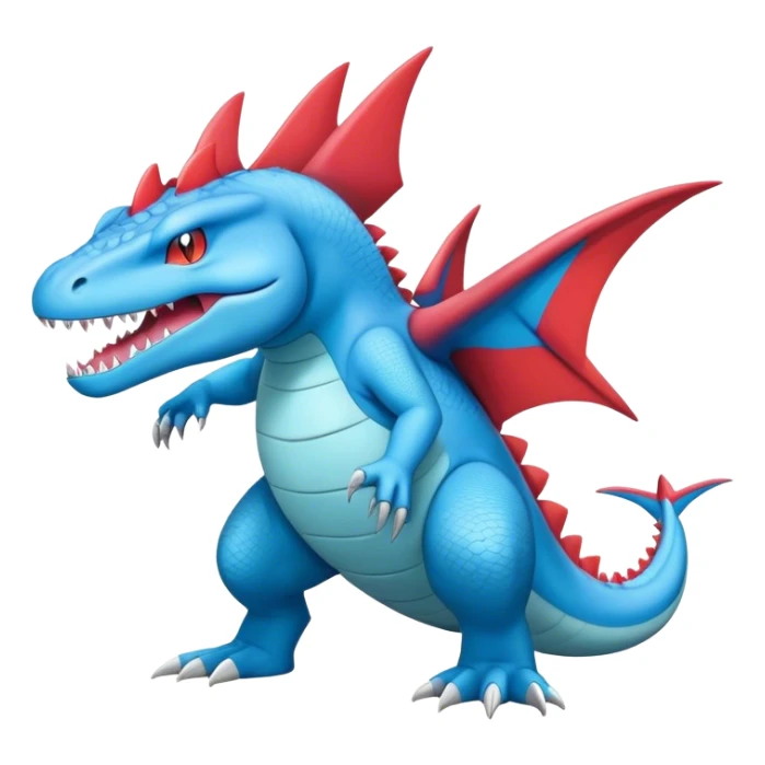 Badass cool colorful salamence-croconaw-hybrid, full body sticker