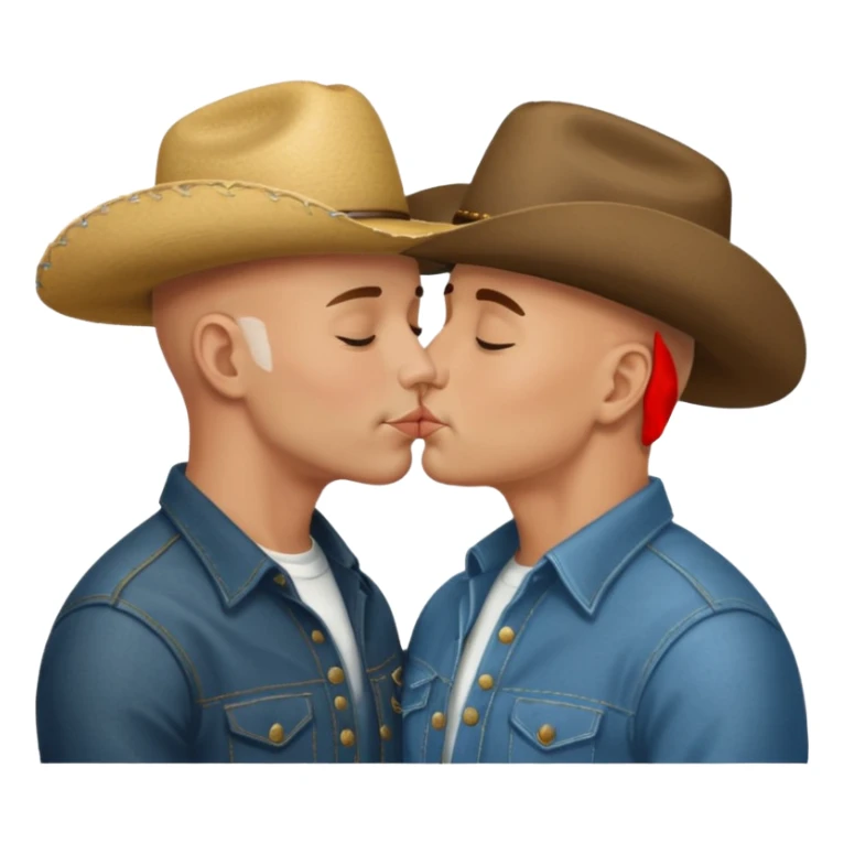 Bald men cowboy kissing sticker