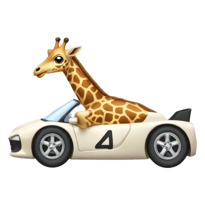 Giraf riding a raceing car  sticker