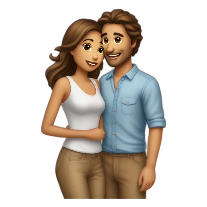 Couple bisous homme et femme brun sticker