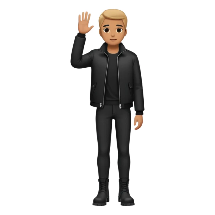 Full body standing male figure wearing black jacket, black pants, and black boots sticker