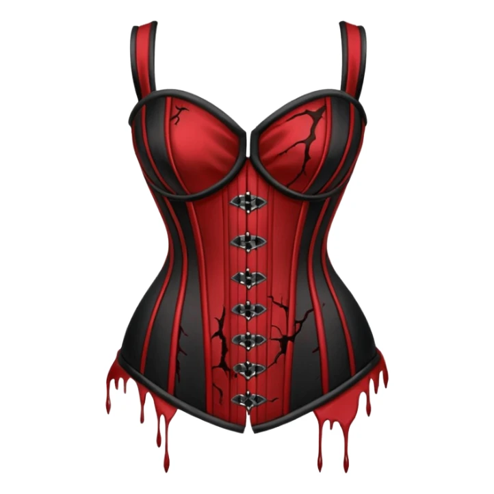 Torn silk corset with dried blood marks, gothic erotic relic sticker