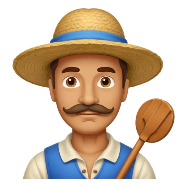 big mustache man and venice gondolier hat sticker