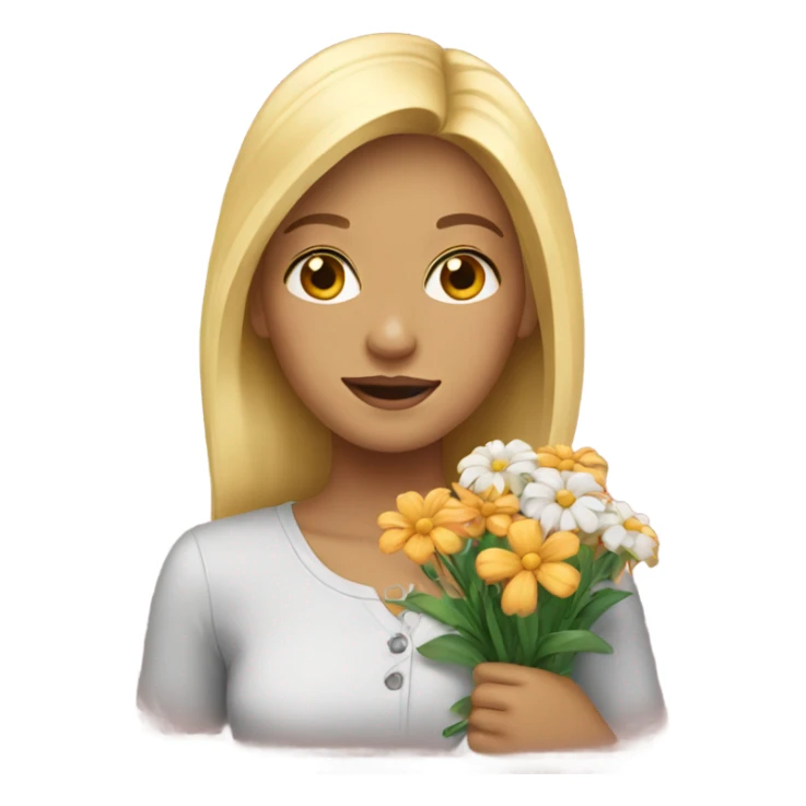 Blonde girl with flowers sticker