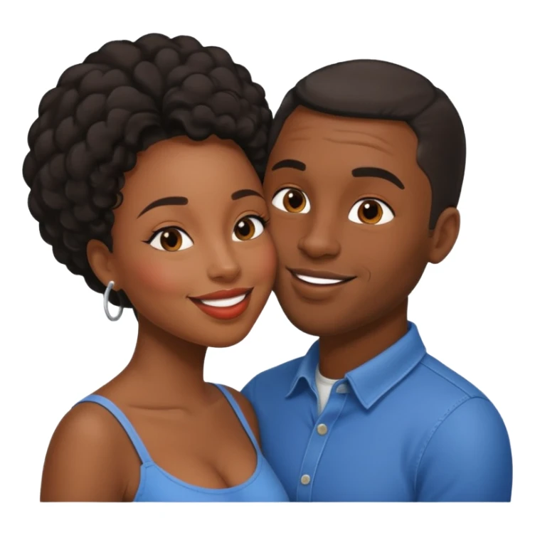 black boyfriend kissing black girl sticker