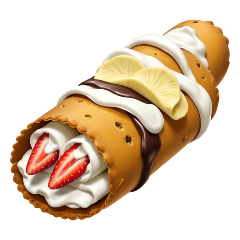 one strawberry, one chocolate and one banana canoli sticker