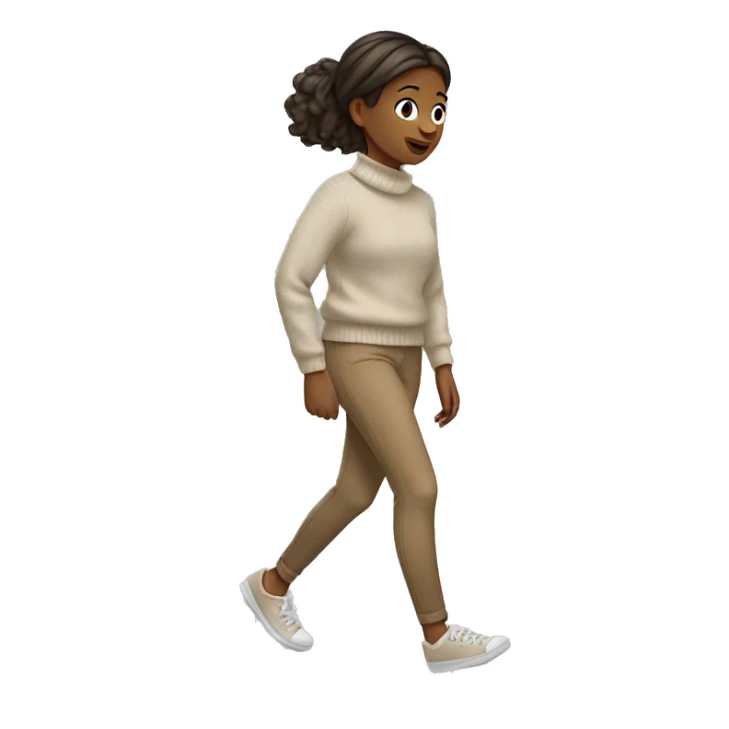 Girl walking in beige sweater  sticker