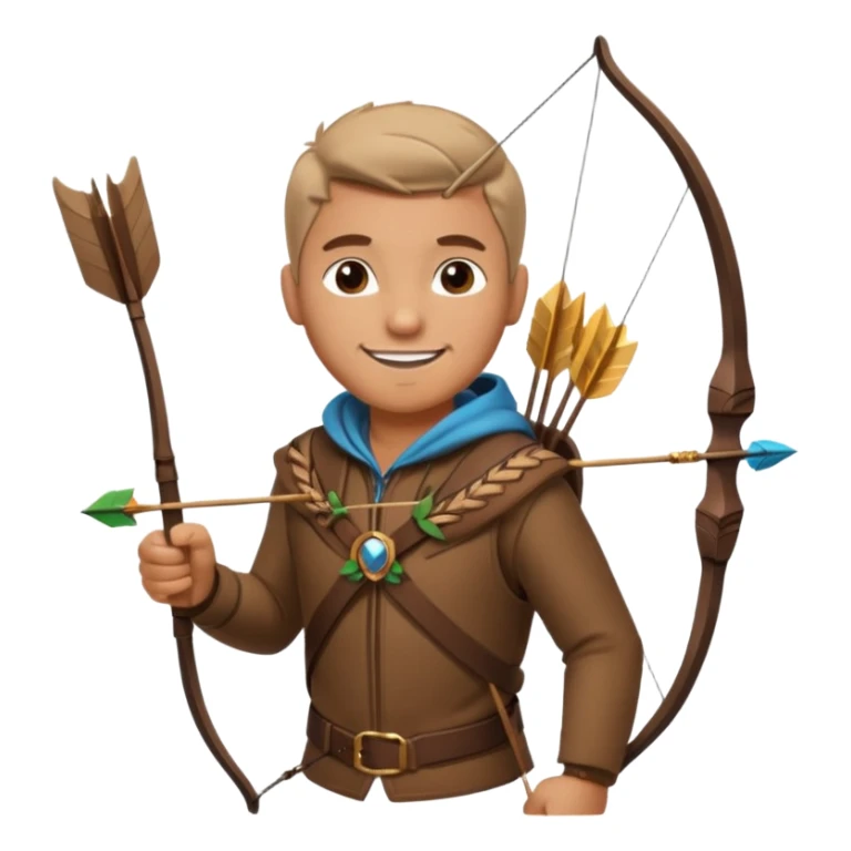 The classic hunter image with a bow and arrow on his back, dressed in brown with some animal made decorations sticker