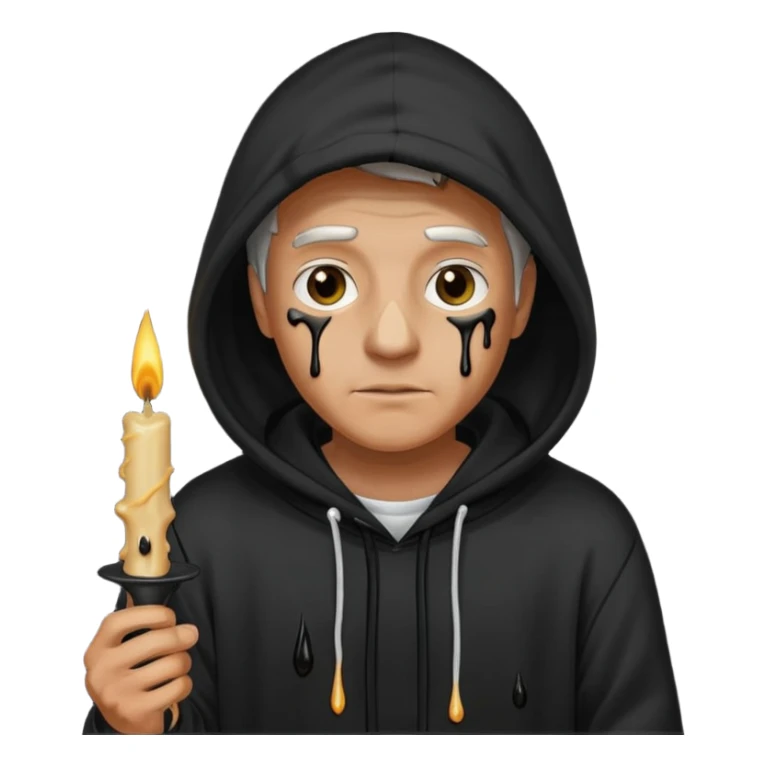 ancient man in black hoodie hold a black candle sticker