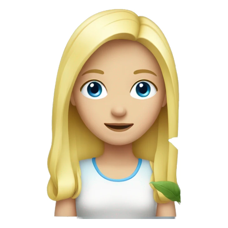 Blond, blue-eyes Girl holding plant sticker